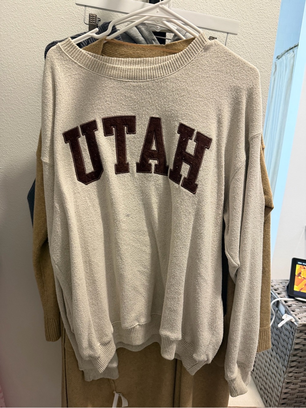 Cream UTAH Crewneck Sweatshirt - Collegiate Graphic Pullover